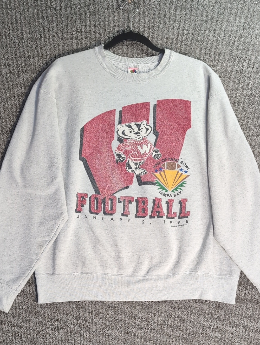 Vintage 1995 Wisconsin Badgers Hall of Fame Bowl Sweatshirt Size L Supercotton - Picture 1 of 10